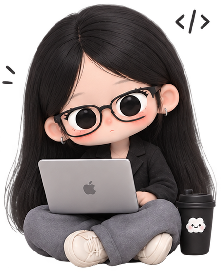 Illustration of a developer working on a laptop